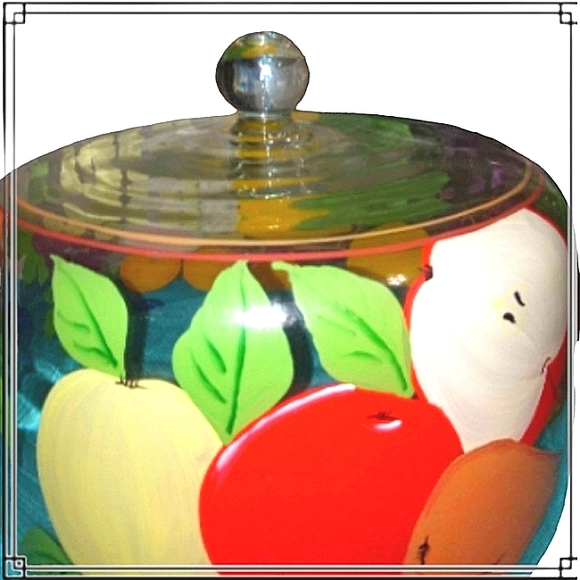 Vintage Hand Painted Glass Cake Cover Dome - Picture 4 of 7